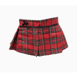 Tartan Wrap Pleated Skirt - Red